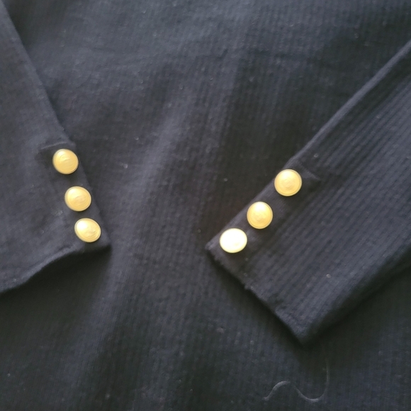 Liz Clayborne Merino Wool Knit Pullover Sweater Brass Button Trim Med - Picture 3 of 7